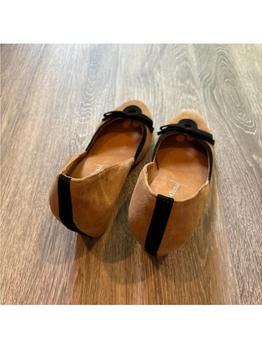 Jeffrey Campbell Tan Suede Wedges with Black Bow Accent